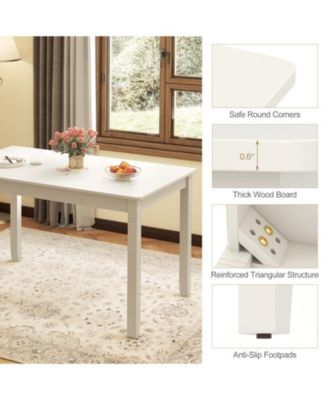 48-Inch Wooden Dining Table for 4 People Rectangular Kitchen Table with Rubber Wood Legs