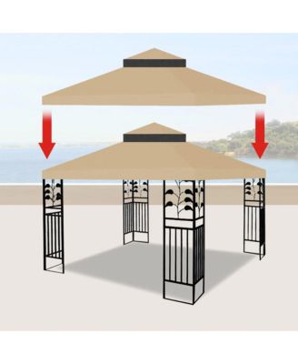 Outdoor Patio Gazebo Replacement Canopy, Double Tiered Gazebo Tent Roof Top Cover Only