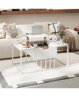 Modern Lift Top Coffee Table, Center Table with Hidden Storage Compartment