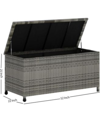 125 Gallon Large Waterproof PE Rattan Deck Box with Wheels