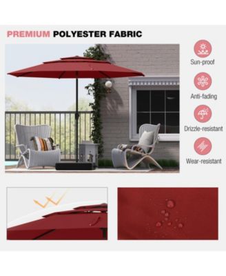 10 ft Three-Tier Vented Patio Umbrella with Push-Button Tilt and Crank Handle