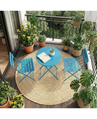 3-Piece Foldable Metal Bistro Set with Round Table, Compact for Small Spaces