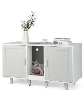 Cat Litter Box Enclosure Hidden Cat Washroom w/ 2 Doors