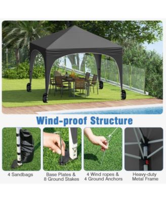 Pop Up Canopy Tent with Four Removable Sidewalls and Zippered Door