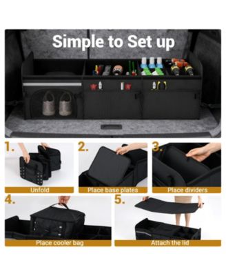 18 Gallon Car Trunk Organizer with Lid and Three Compartments
