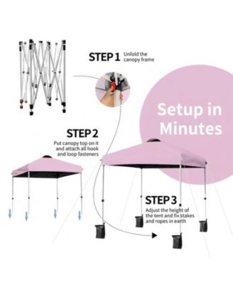 6.6 x 6.6 ft Outdoor Pop Up Canopy Tent with Roller Bag and Four Weight Bags