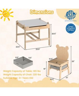 Kids Table and Chairs Set with Reversible Whiteboard Top