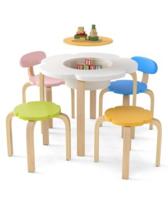 Flower Shaped Kids Activity Table Set with Chairs and Stools