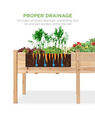 72x23x30in Raised Garden Bed, Elevated Wood Planter Box for Patio w/ Divider Panel