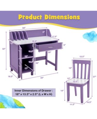 Kids Wooden Writing Desk Set with Drawer and Storage Cabinet