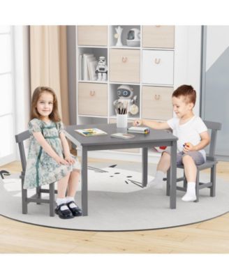Wooden Kids Table and Chairs Set with Anti Slip Foot Pads