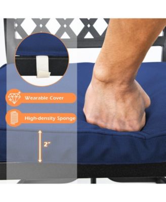 Set of Two Swivel Outdoor Chairs with Cushions and Steel Base