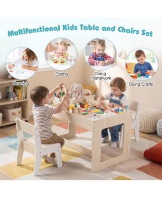 Multifunctional Kids Table and Chairs Set with Chalkboard