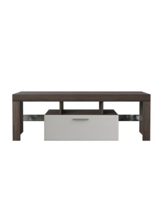 Modern TV Stand with LED Light, Media Console Entertainment Center for 50 Inch TV with Toughened Glass Shelf for Living Room