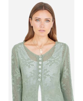 Women's Flower Crochet Button Up Cardigan