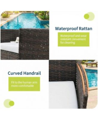 3-Piece PE Rattan Patio Bistro Set with Cushioned Chairs,Cushion