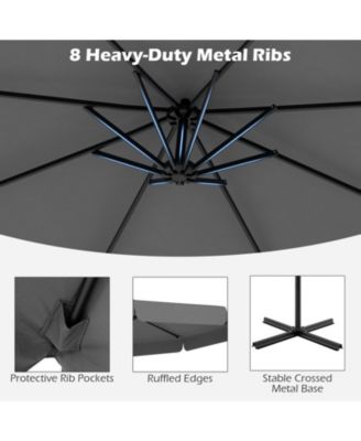 10 ft Cantilever Patio Umbrella with Protective Cover Infinite Tilt and Ruffled Edge