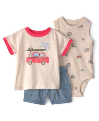 Baby Boys' Beach Surf Top, Bodysuit and Shorts, 3-Piece Set