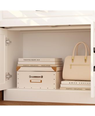 4-Shelf Wood Standard Bookcase With Doors, Cabinet, Drawer