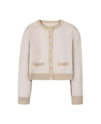 Hope and Henry Women's Organic Tweed Stitch Sweater Cardigan