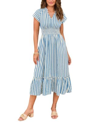 Women's Sunset Cruise Striped Midi Beach Dress