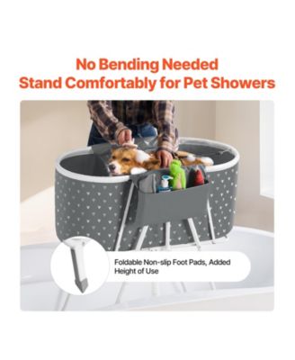 Zeus and Ruta Foldable Elevated Cat Bathtub Shower Station for Small Medium Cats Dogs Pet Grooming Tub