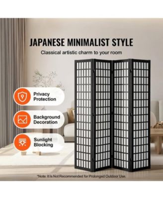 Room Divider, 4 Panel Japanese Folding Privacy Screen, Indoor Partition