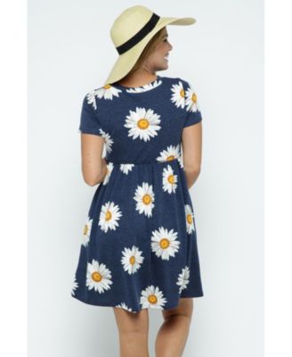 Maternity Womeen's Floral Empire Waist T-Shirt Dress with Pockets