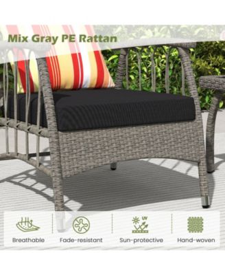 3 Piece Patio Wicker Furniture Set with Adjustable Backrest