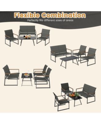 4 Piece Outdoor Conversation Patio Furniture Set