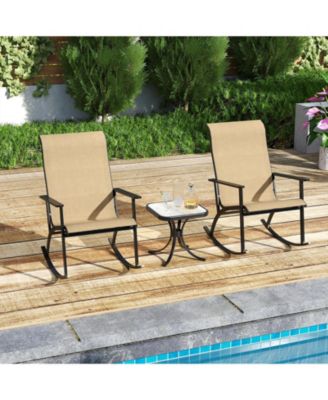 Heavy Duty Rocking Bistro Set with High Back Chairs and Table