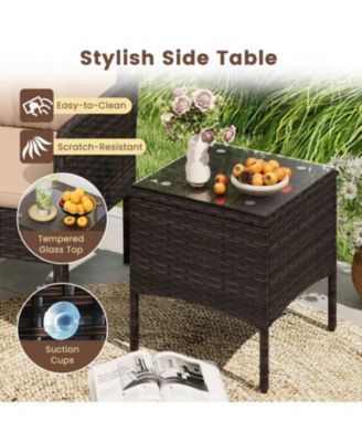 3 Piece Patio Wicker Furniture Set with Cushions for Balcony