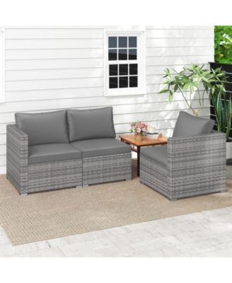 3 Piece Patio Sectional Sofa Set with Modular Cushioned Seating