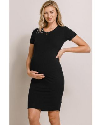 Maternity Ribbed Bodycon Short Sleeve Dress