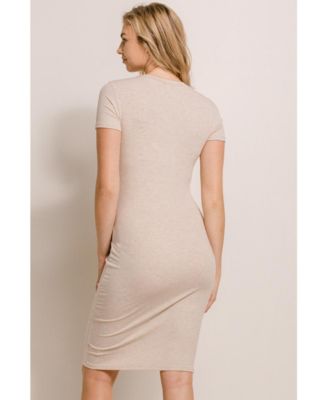 Maternity Ribbed Bodycon Short Sleeve Dress