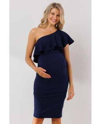 Maternity One-Shoulder Ruffle Bodycon Dress