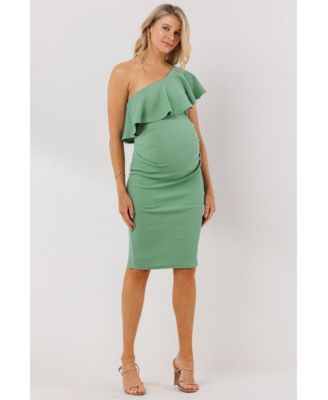 Maternity One-Shoulder Ruffle Bodycon Dress