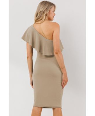 Maternity One-Shoulder Ruffle Bodycon Dress