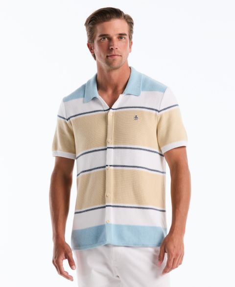 Мужская рубашка Original Penguin Cotton Color-Block Stripe, цвет: Холодный синий