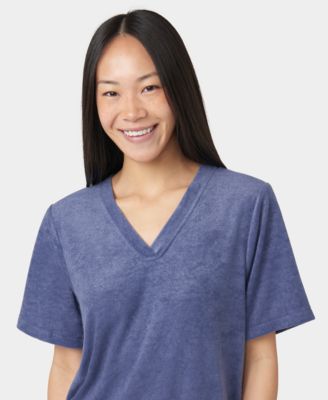 Women's French Terry Lounge Short-Sleeve T-Shirt & Boxer Shorts, 2Pc Set