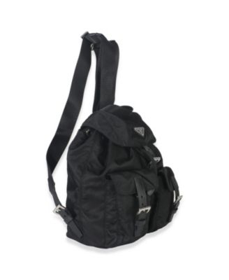 Black Re-Nylon Small Drawstring Backpack