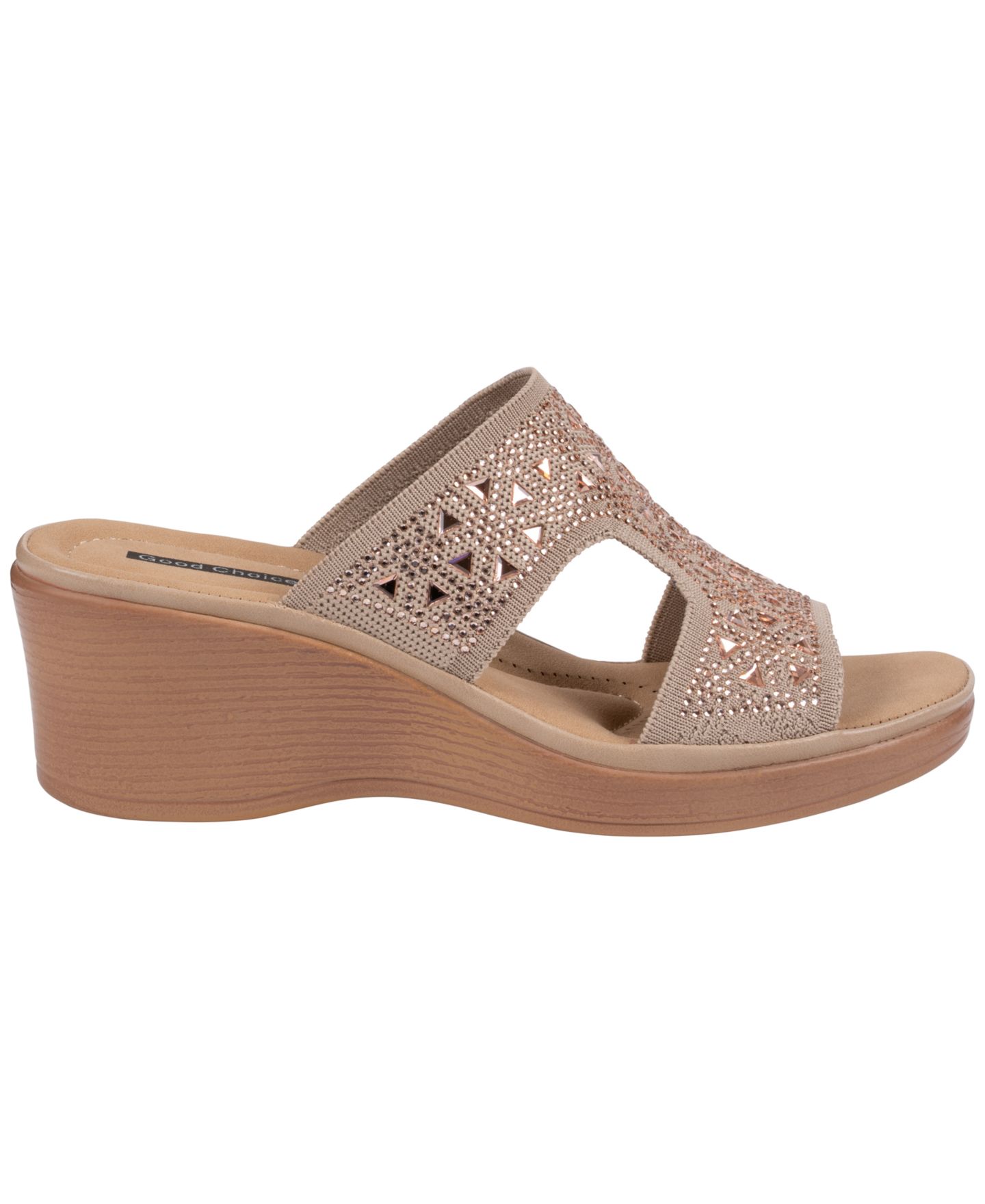 Женские сандалии GC Shoes Jaeya Embellished Knit Comfort Wedge, цвет: Телесный — фото 2