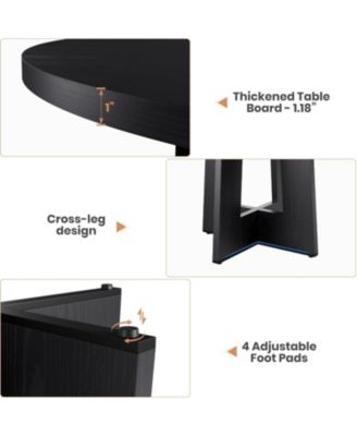 47'' Round Dining Table for 4 to 6 People, Space Saving Pedestal Base Table for Kitchen, Breakfast Nook and Small Dining Room