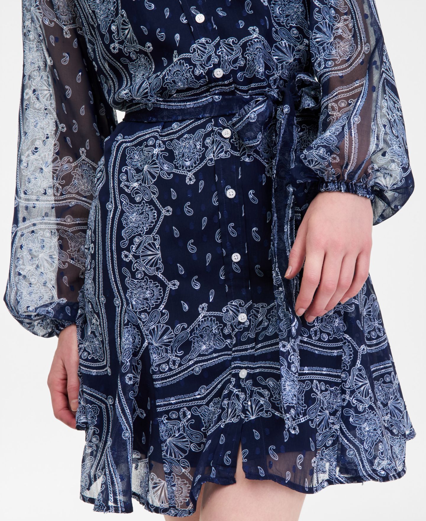 Женское платье On 34th Bandana-Print Tie-belt Shirtdress, цвет: Синий комбинированный — фото 3
