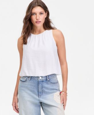 Women's Gauze Cropped Bubble Tank Top