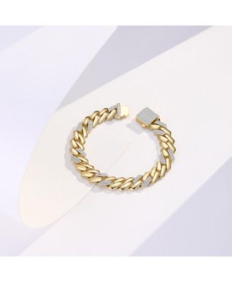Radiant 14K Gold Plated CZ Pave Cuban Curb Link Bracelet