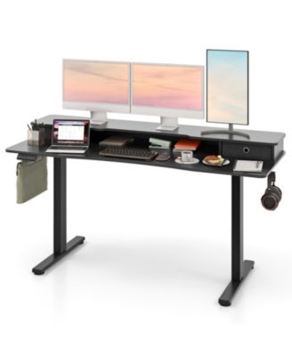  in Electric Standing Desk with 2 Fabric Drawers and Monitor Stand
