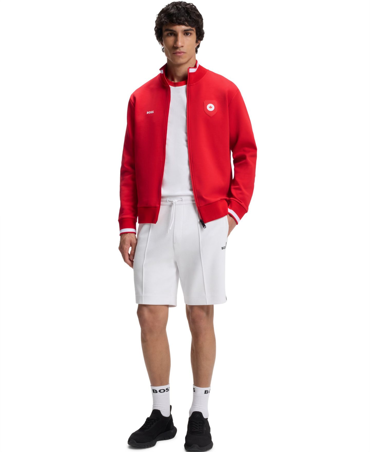 Мужской свитшот Hugo Boss Cotton-Blend Canada Country-Flag Badge, цвет: Красный — фото 3