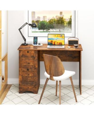 43 in Computer Desk Workstation with 2 Drawers and Integrated Charging Station