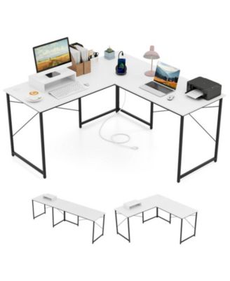 95 in 2-Person L-Shaped Reversible Computer Desk with Monitor Stand